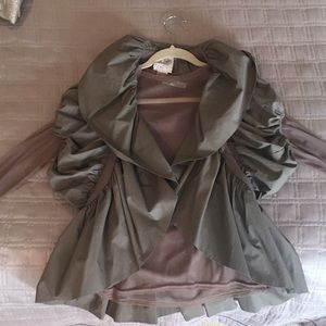 Cute Olive vest/jacket with sheer top
